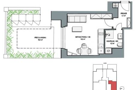 Prodej bytu 1+kk/Z, OV, 42,6 m2, ul. Zemědělská 1576/10, Praha 6-Dejvice