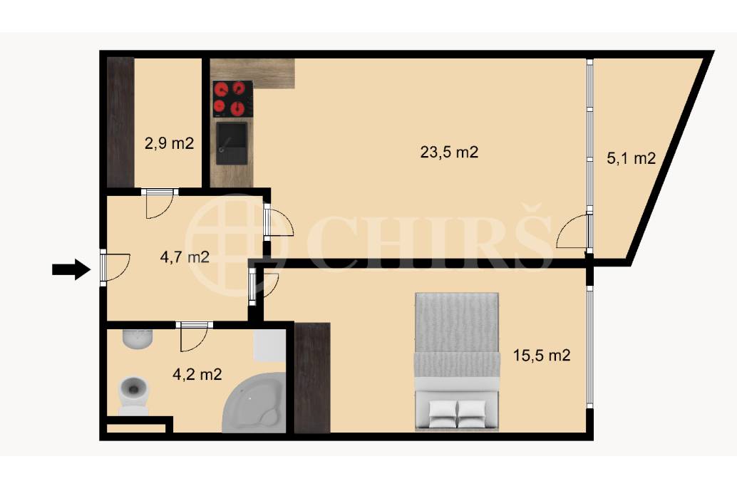 Pronájem bytu 2+kk s lodžií, OV, 54m2, ul. Milotická 458/14, Praha 5 - Zličín