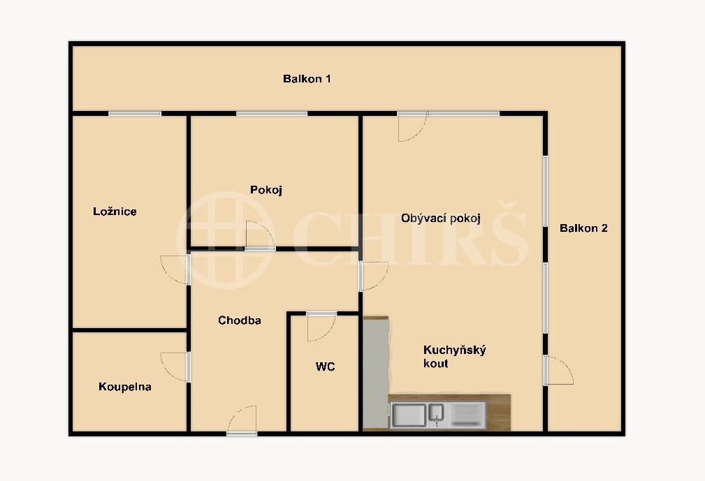 Prodej bytu 3+kk s balkonem, OV, 78m2, ul. Devonská 1223/7, Praha 5 - Barrandov