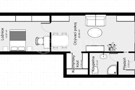 Prodej bytu 2+kk, 43 m2, OV, Lovčenská 10, Praha 5 - Košíře