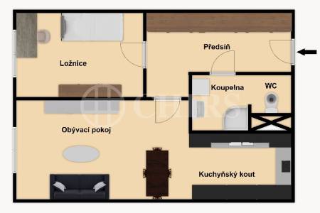 Pronájem bytu 2+kk, OV, 43m2, ul. Bochovská 567/1, Praha 5 - Jinonice