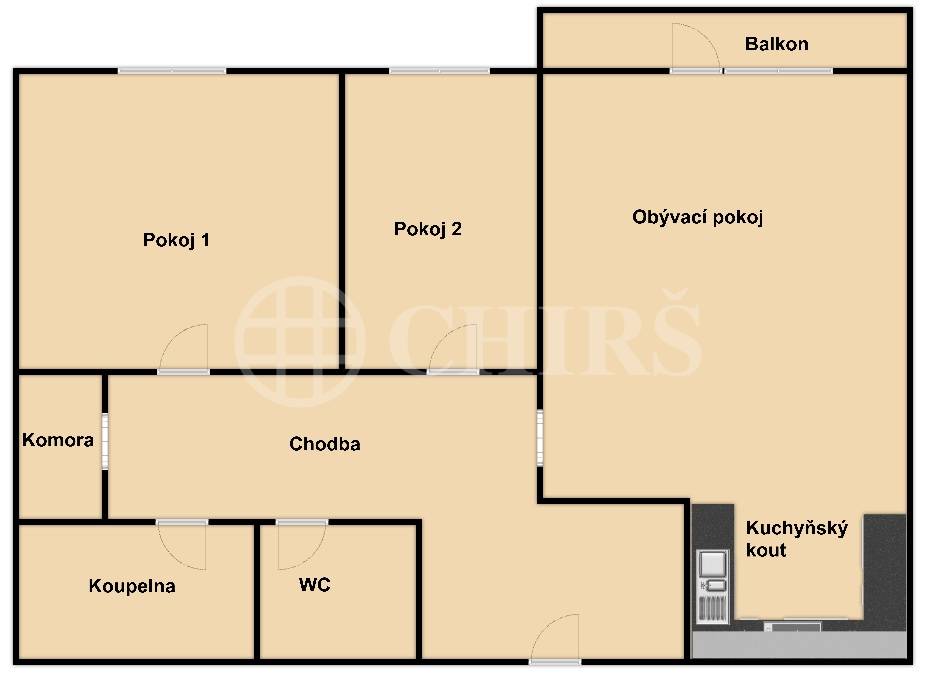 Pronájem bytu 3+kk s balkonem a garážovým stáním, OV, 69m2, ul. Smetáčkova 1486/6, Praha 5 - Stodůlky