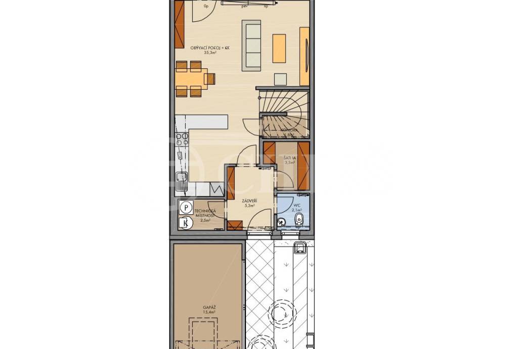 Pronájem rodinného domu 4+kk s terasou, OV, 106m2, ul. Kecova 2861/7, Praha 5 - Stodůlky