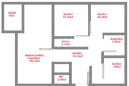 Prodej bytu 4+kk s balkonem a 2x garážovým stáním, OV, 113m2, ul. Za Zámečkem 746/5a, Praha 5 - Jinonice