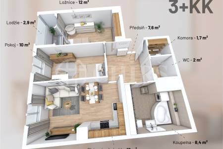 Prodej bytu 2+kk/L,S, OV, 67m2, ul. Makovského 16, P-6 Řepy