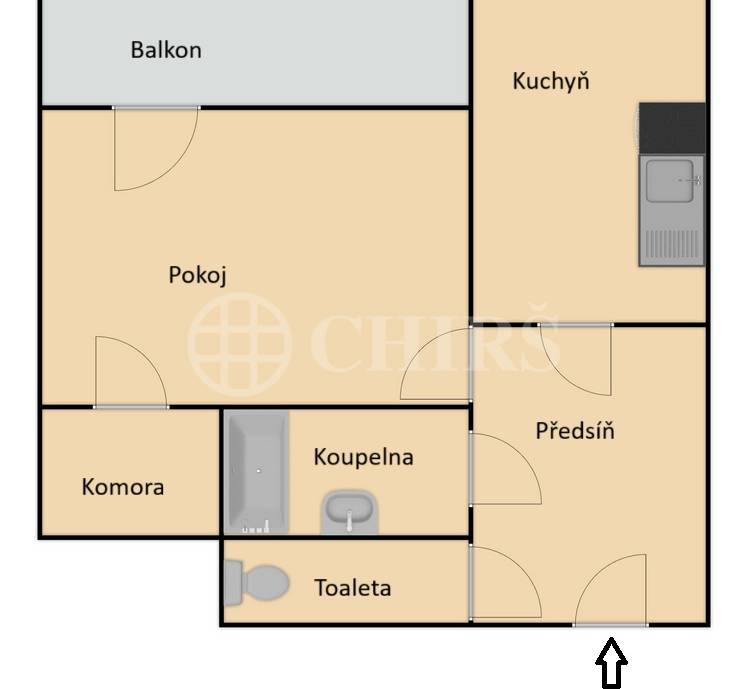 Prodej bytu 1+1 s balkonem a sklepem, DV, 65m², ul. Sartoriova 27/11, Praha 6 - Břevnov