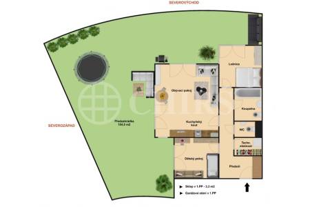 Pronájem bytu 3+kk, 77m² s předzahrádkou, sklepem a garážovým stáním, OV, ul. Bělohlávkova 3158/6, Praha 5 - Stodůlky