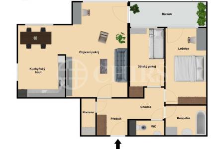 Pronájem bytu 3+kk s balkonem a garážovým stáním, OV, 86m2, ul. Pod stolovou horou 975/3, Praha 5 - Jinonice