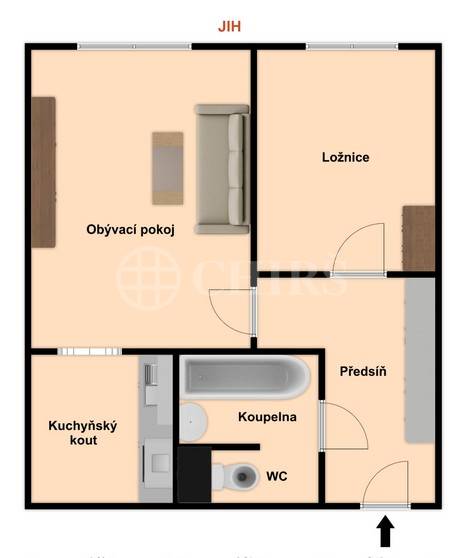 Pronájem bytu 2+kk, OV, 43m2, ul. Petržílkova 2483/40, Praha 5 - Hůrka