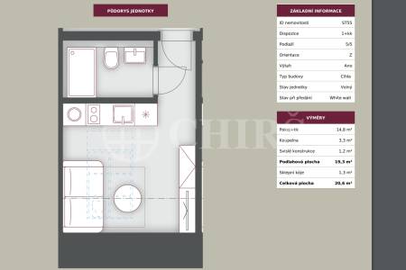 Prodej roz. ubytovací jednotky 1+kk, OV, 21m2, ul. Studentská 697/4, P- 6 Dejvice