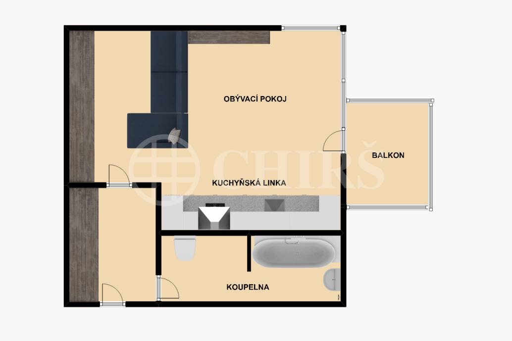 Pronájem bytu 1+kk s balkonem, OV, 31m2. ul. Jeřabinová 294/9, Praha 5 - Motol 