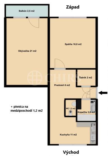 Predaj 2-izbového bytu s balkónom, OV, 62m2, ul. Štefunkova 3143/13, Bratislava - Ružinov