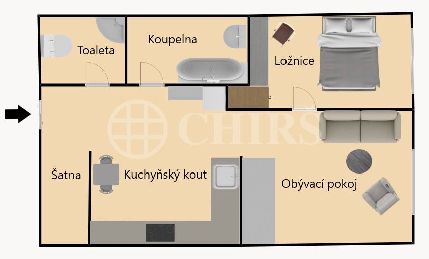 Pronájem bytu 2+kk, OV, 56m2, ul. Šlikova 2400/62, Praha 6 - Břevnov 