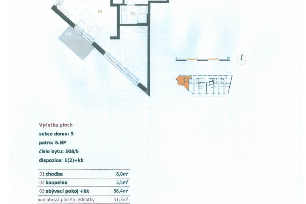 Pronájem bytu 1+kk s balkonem a 2x parkovacím stáním, OV, 59m2, ul. Soukalova 2212/6b, Praha 4 - Modřany