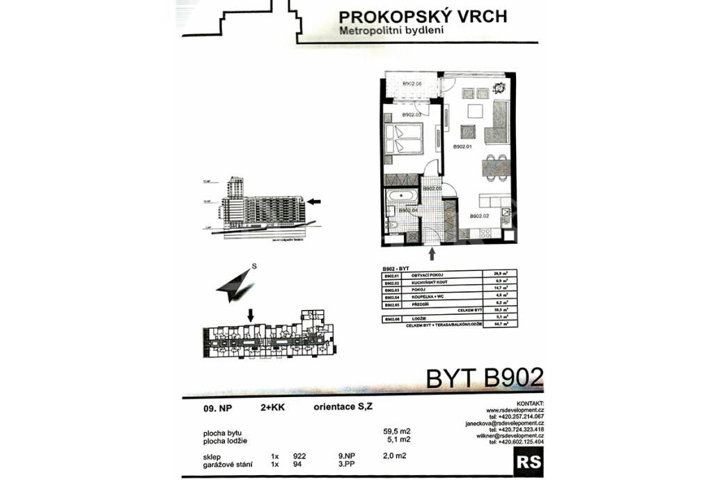 Prodej bytu 2+kk s lodžií a garážovým stáním, OV, 60m2, ul. Jeremiášova 2722/2a, Praha 5 - Stodůlky