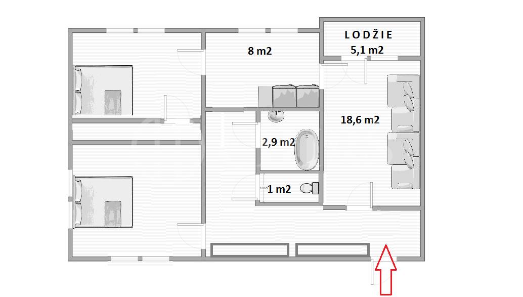 Pronájem bytu 3+1 s lodžií, OV, 71m2, ul. Gabinova 868/11, Praha 5 - Barrandov