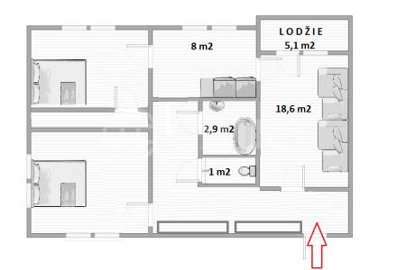 Pronájem bytu 3+1 s lodžií, OV, 71m2, ul. Gabinova 868/11, Praha 5 - Barrandov