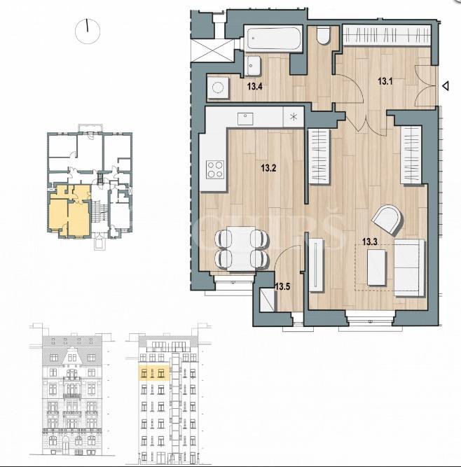 Prodej bytu 2+kk, 46,70 m2, ul.Polská, Praha 2-Vinohrady