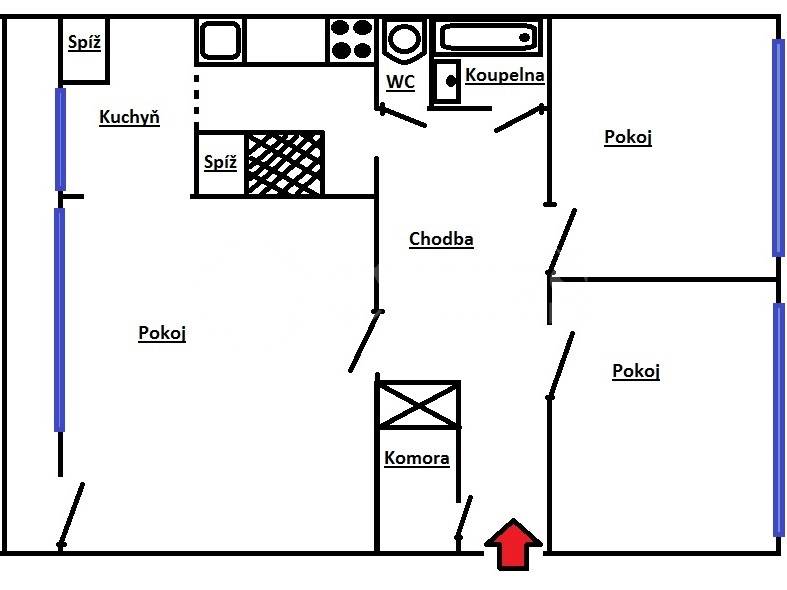 Prodej bytu 3+1, OV, 82m2, ul. Štíchova 580/25, Praha 4 - Háje