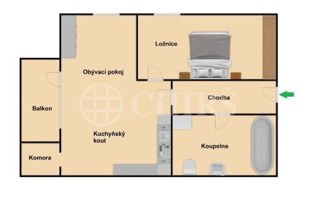 Pronájem ateliéru 2+kk s balkonem, OV, 58m2, ul. Pod Klamovkou 1268/3, Praha 5 - Košíře