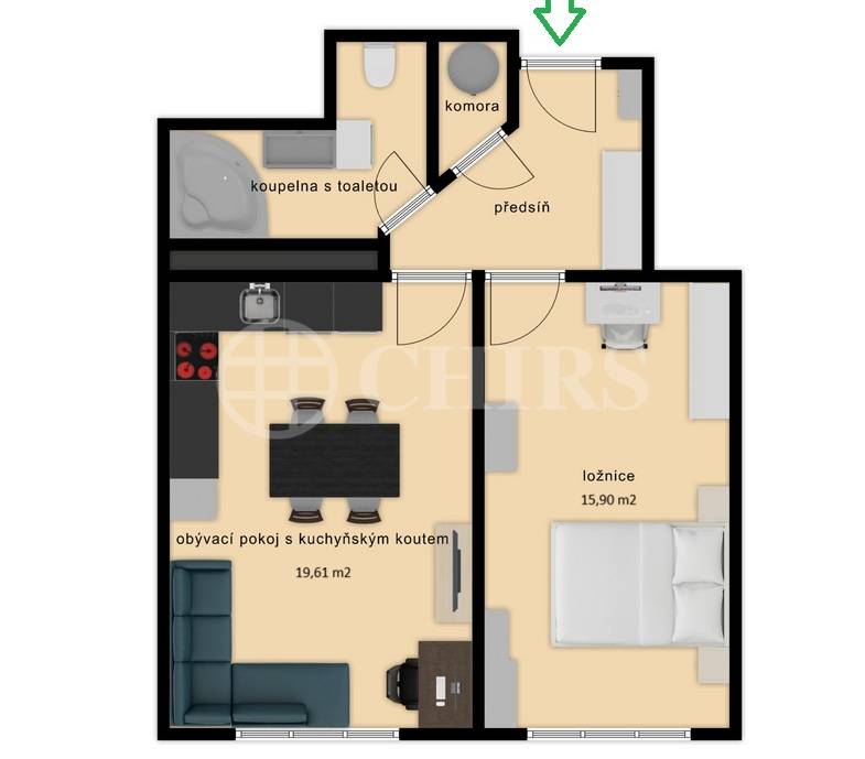 Pronájem bytu 2+kk, OV, 48m2, ul. Nad Primaskou 895/43, Praha 10 - Strašnice