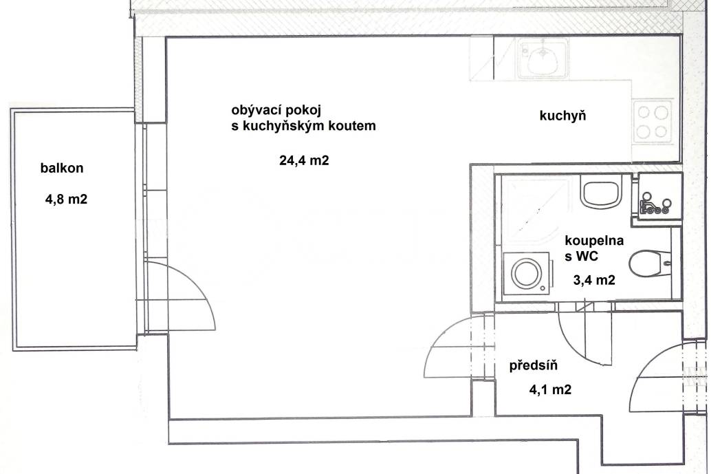 Prodej bytu 1+kk/B, OV, 37m2, ul. Blšanecká 1525/2, Praha 10 - Uhříněves  