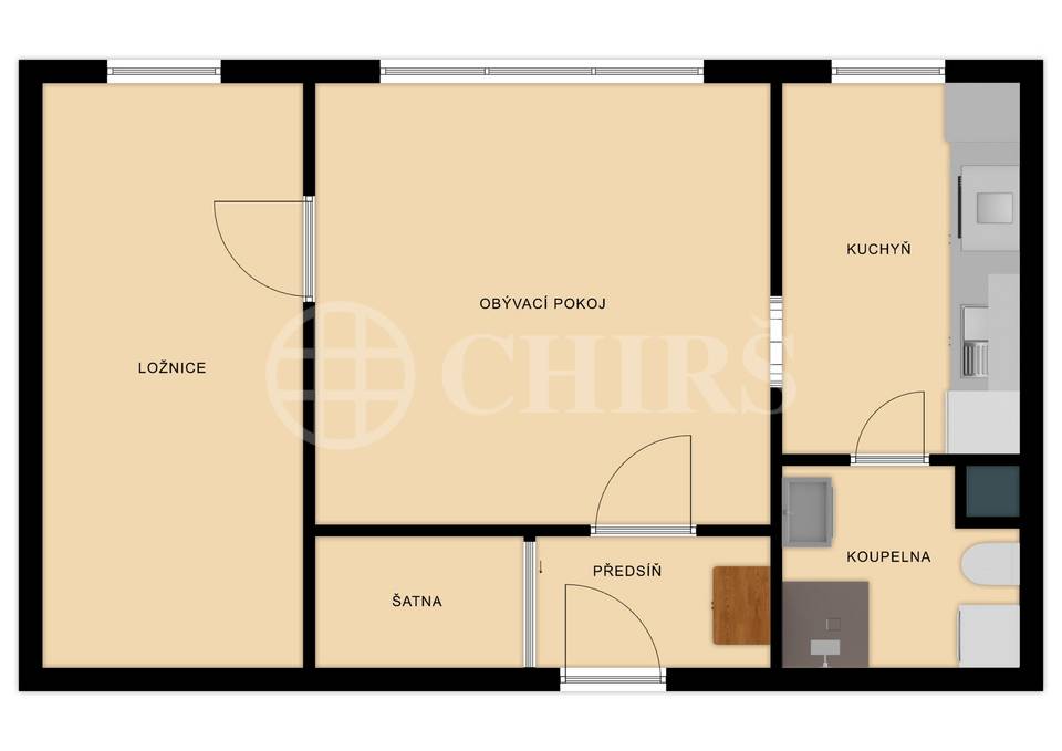Pronájem bytu 2+1, 43m2, šatna, sklep ul. Na Betonce 1361/3, Praha 5 - Radotín