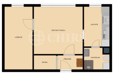 Pronájem bytu 2+1, 43m2, šatna, sklep ul. Na Betonce 1361/3, Praha 5 - Radotín