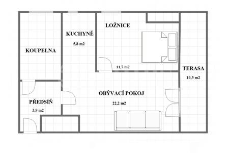 Prodej bytu 2+kk s terasou (č. 1.03), možnost dokoupit garáž. stání, 67 m2, ul. Bolívarova, P-6 Břevnov