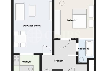 Pronájem  bytu 2+kk s balkonem, 53m2, ul. Mostecká, Praha 1- Malá Strana