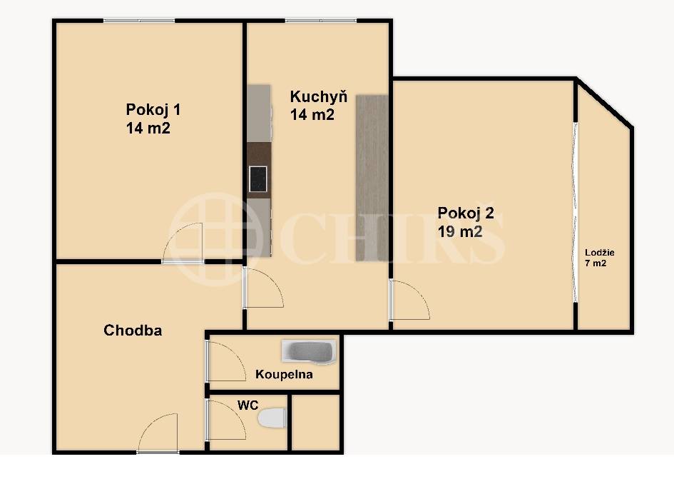 Pronájem bytu 2+1 s lodžií, OV, 66m2, ul. Volutová  2520/10, Praha 5 - Stodůlky