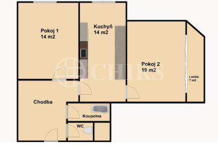 Pronájem bytu 2+1 s lodžií, OV, 66m2, ul. Volutová  2520/10, Praha 5 - Stodůlky