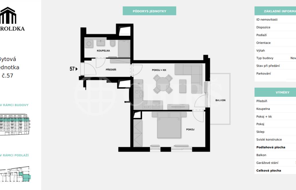 Prodej bytu 2+kk, balkon, GS, OV, 45,2 m2, ul. Maroldova, Praha 4 - Nusle