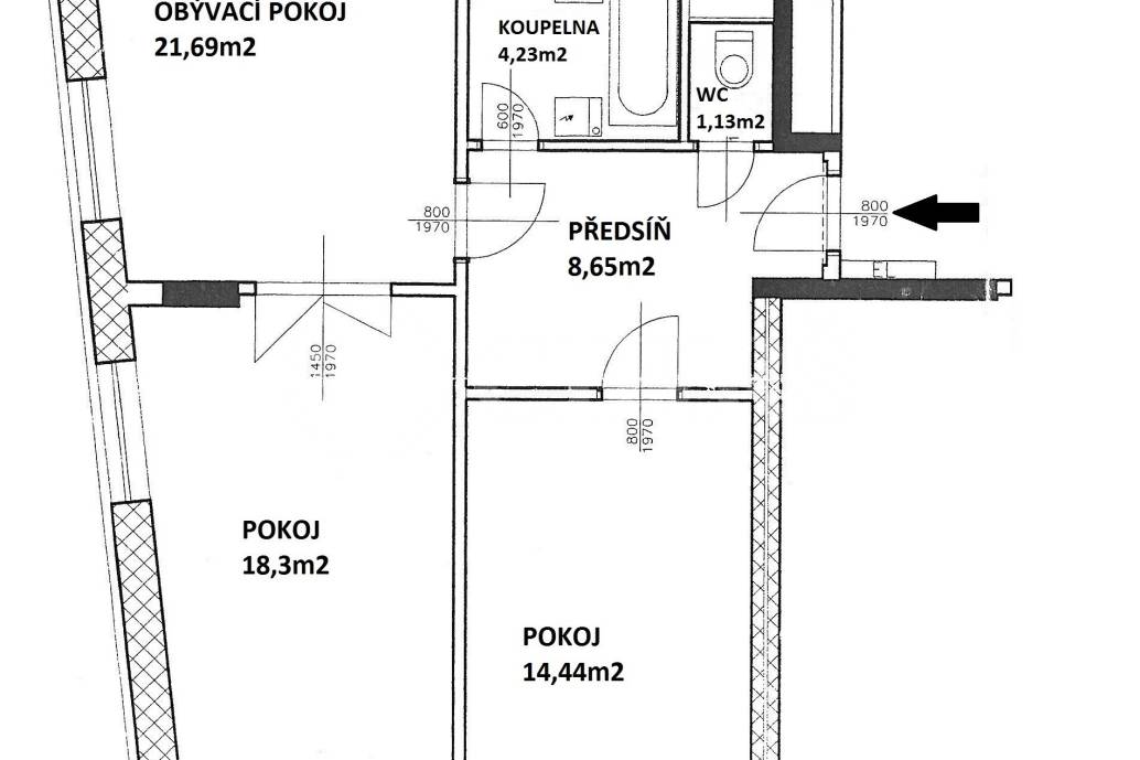 Pronájem bytu 3+kk s balkonem, OV, 76m2, ul. Petržílkova 2571/27, Praha 5 - Hůrka 