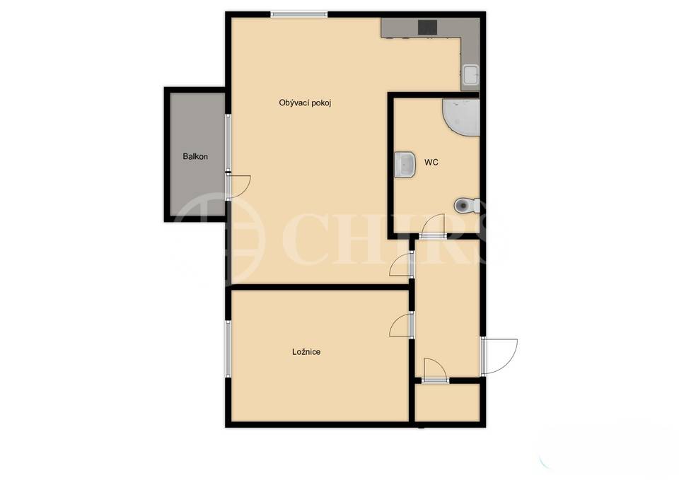 Prodej bytu 2+kk s balkonem a sklepem, OV, 48,3 m2, ul. Želetická 200/8, Praha 5 - Sobín