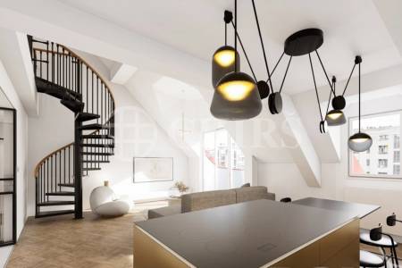 Prodej rozestavěné bytové jednotky - mezonet  3+kk, balkon, OV, 105,3 m², ul. Na Výšinách 900/8 - Praha 7 - Bubeneč