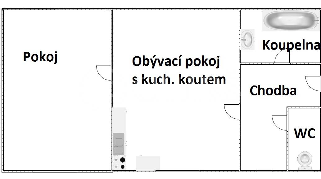 Pronájem bytu 2+kk, OV, 45 m2, ul. Evropská 264/161, Praha 6 - Veleslavín