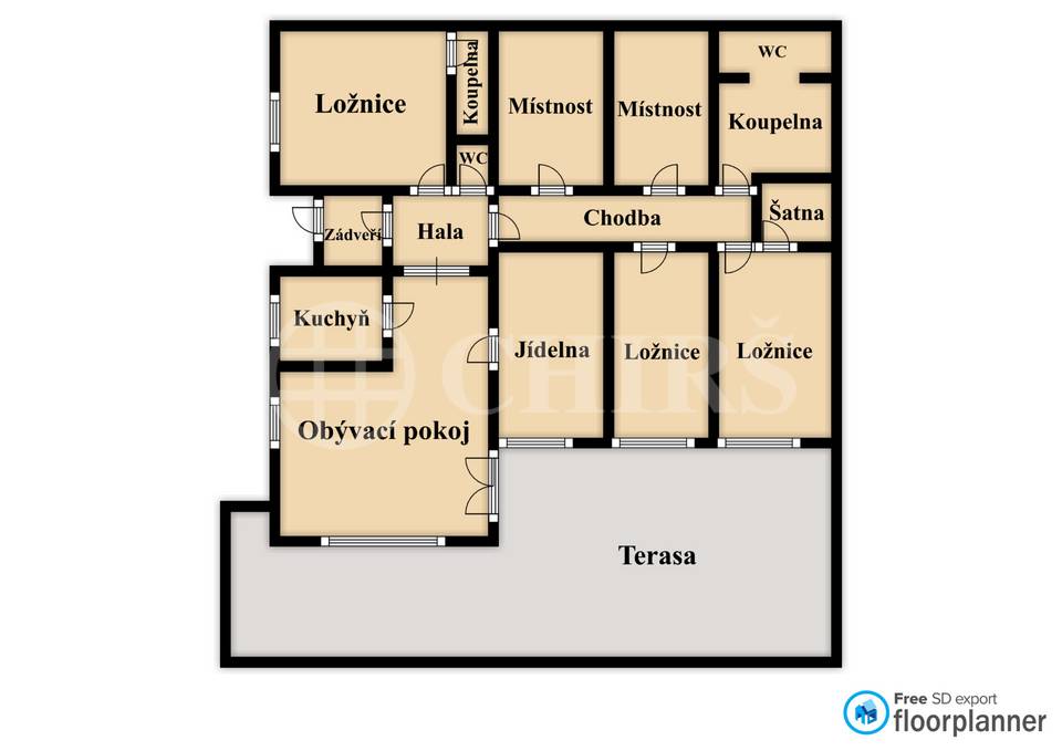 Prodej bytu 5+1 se dvěma pracovními místnostmi, s terasou a garáží, OV, 164m2, ul. Terasovitá 954/1, Praha 4 - Podolí
