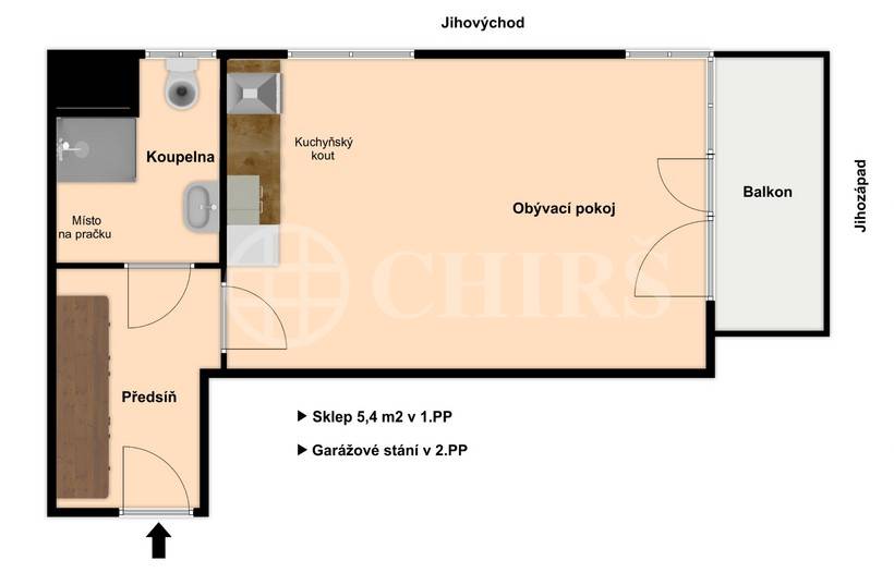Pronájem bytu 1+kk s balkonem, OV, 32m2, ul. Šternovská 2425/1, Praha 4 - Chodov