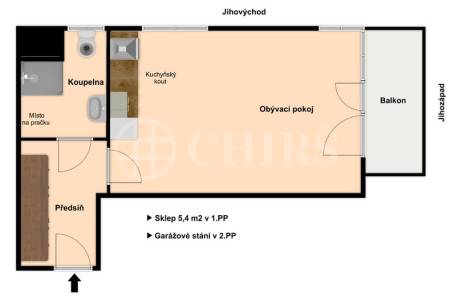 Pronájem bytu 1+kk s balkonem, OV, 32m2, ul. Šternovská 2425/1, Praha 4 - Chodov