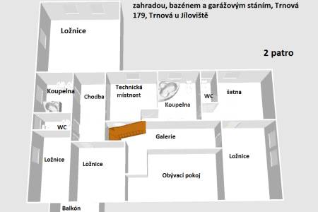 Prodej rodinného domu 6+1, 360 m2 s terasou,  zahradou, bazénem a garážovým stáním, Trnová 179, Trnová u Jíloviště 