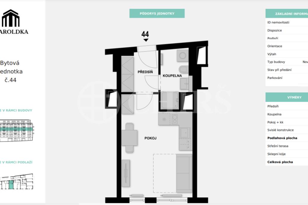 Prodej bytu 1+kk, terasa, OV, 27,5m2, ul. Maroldova, Praha 4 - Nusle