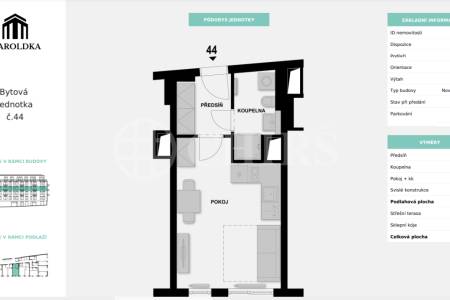 Prodej bytu 1+kk, terasa, OV, 27,5m2, ul. Maroldova, Praha 4 - Nusle