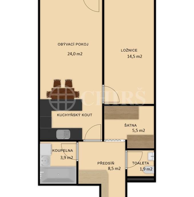 Prodej bytu 2+kk s balkonem, OV, 68m2, ul. Trnkovo náměstí 1112/1, Praha 5 - Hlubočepy