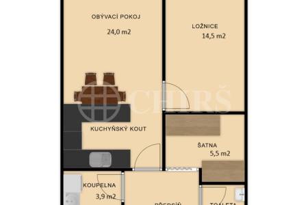 Prodej bytu 2+kk s balkonem, OV, 68m2, ul. Trnkovo náměstí 1112/1, Praha 5 - Hlubočepy