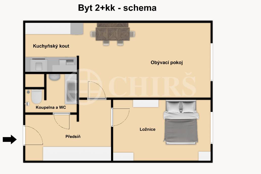 Pronájem bytu 2+kk, OV, 43m2, ul. Nad Přehradou 405/82, Praha 15 - Horní Měcholupy