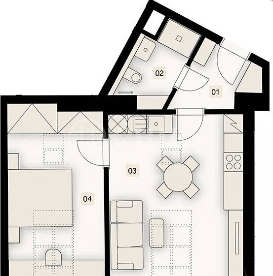 Prodej bytu 2+kk o velikosti 53 m2,Bořivojova 1049/57, Praha 3 - Žižkov