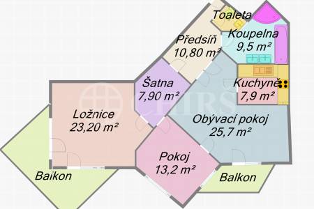 Prodej netradičního bytu 3+1 se dvěma balkony, 125 m2, ul. Křenova 438/3, Praha 6 - Petřiny