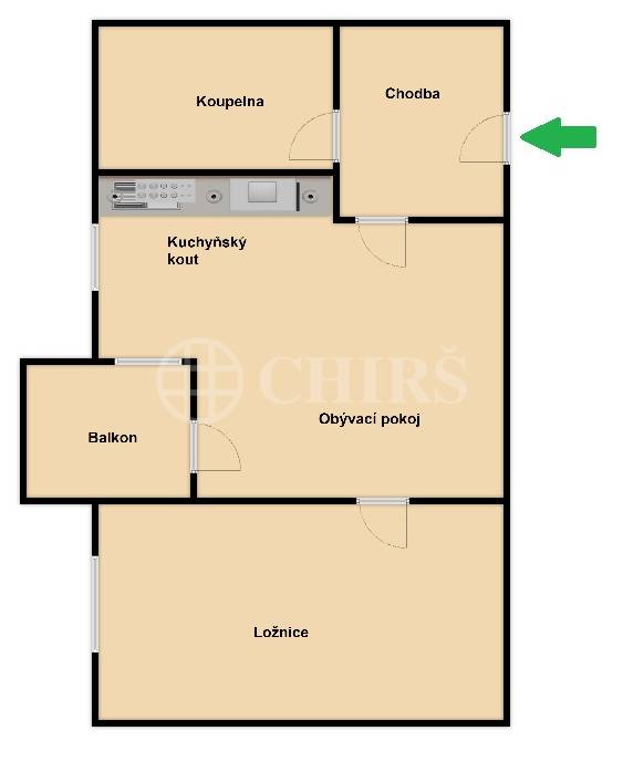 Prodej bytu 2+kk s balkonem, OV, 41m2, ul. Petržílkova 2835/3, Praha 5 - Stodůlky