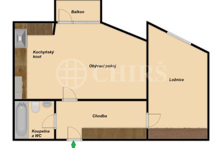 Pronájem bytu 2+kk s balkonem, OV, 61m2, ul. Trnkovo náměstí 1112/2, Praha 5 - Barrandov